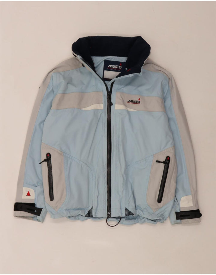 Jaqueta de chuva feminina com capuz grande Musto Reino Unido 10 bloco colorido azul pequeno