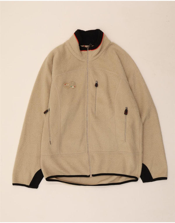 Fila Mens Fleece Jacket UK 38 Medium Bege Colourblock