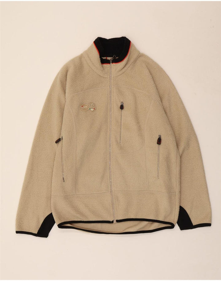 Fila Mens Fleece Jacket UK 38 Medium Bege Colourblock