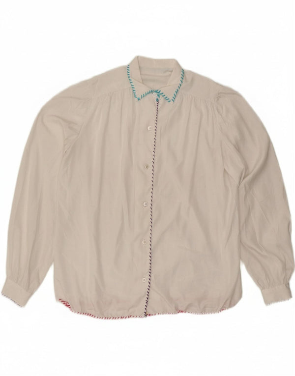 Camisa feminina VINTAGE UK 14 grande branca