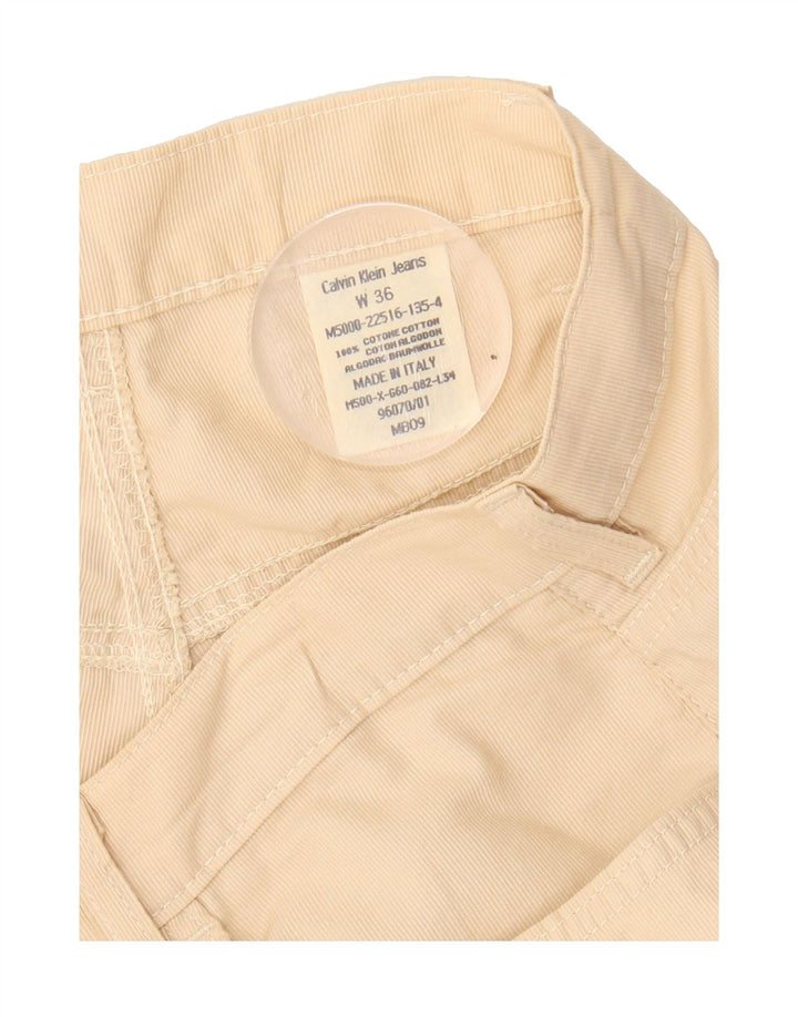 CALVIN KLEIN Mens Straight Casual Trousers W36 L27 Beige Cotton Vintage Calvin Klein and Second-Hand Calvin Klein from Messina Hembry 