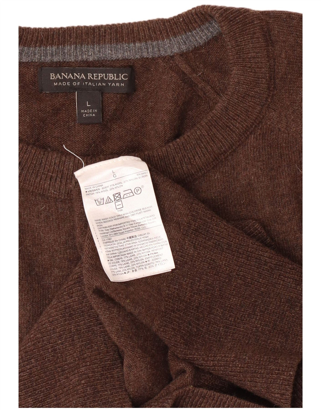 Suéter masculino Banana Republic com gola redonda, grande lã marrom