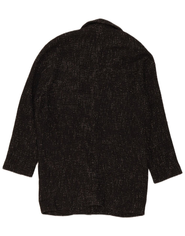 Casaco feminino oversized com peito duplo Zara UK 6 XS preto poliéster