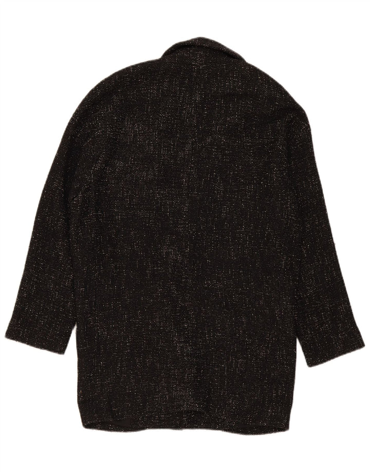 Casaco feminino oversized com peito duplo Zara UK 6 XS preto poliéster