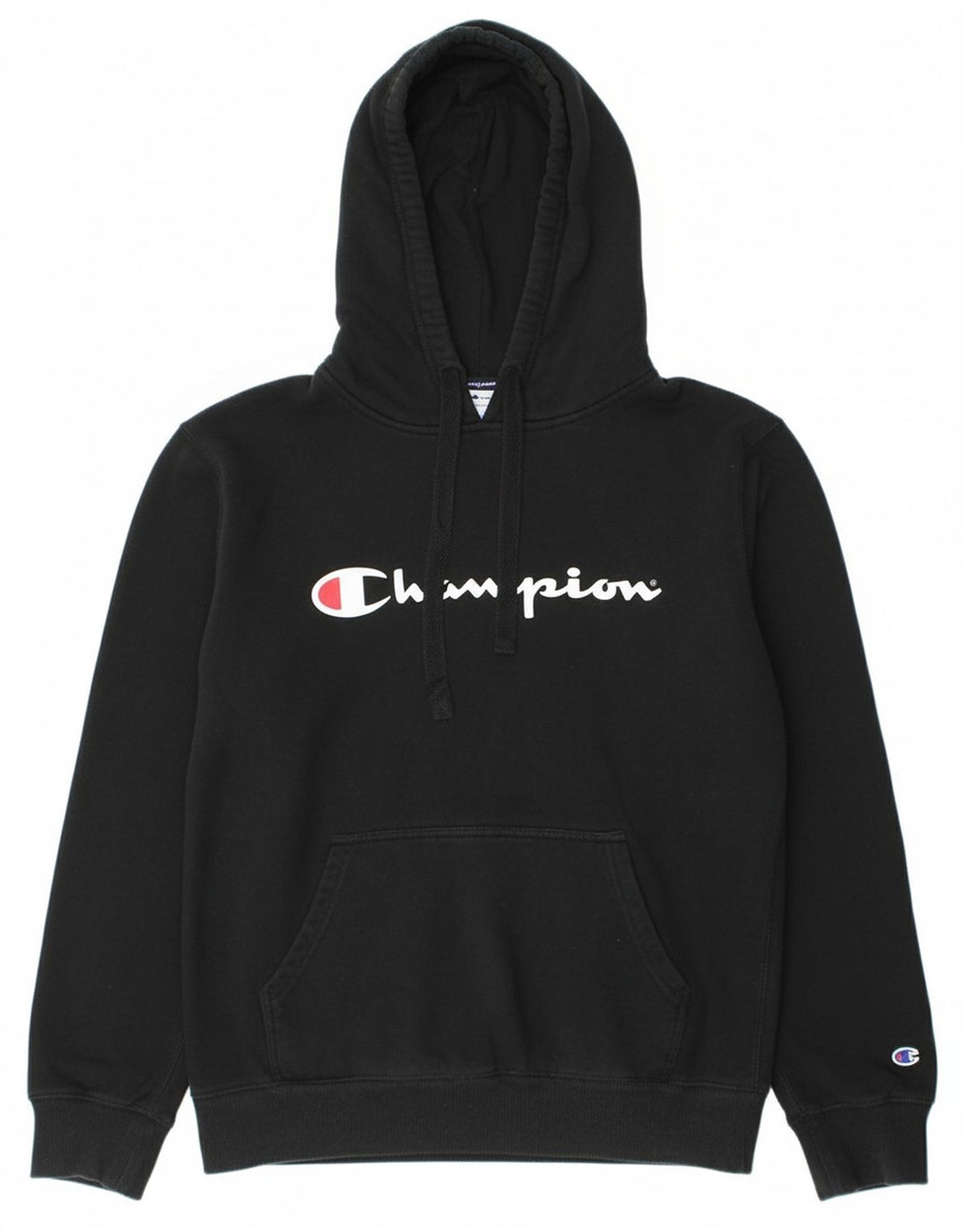 CHAMPION Suéter masculino com capuz gráfico médio algodão preto