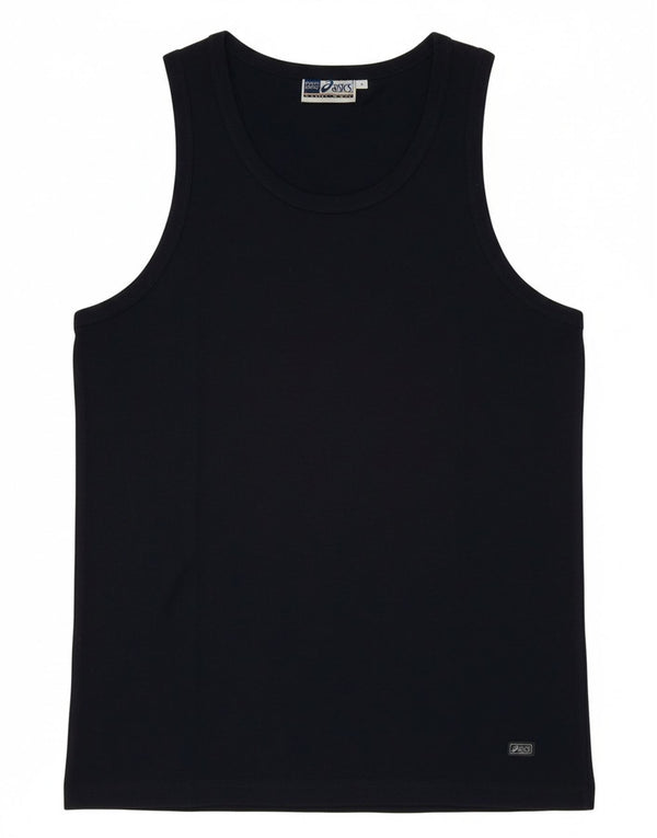 Asics Womens Vest Top UK 12 Médio Azul Marinho Algodão