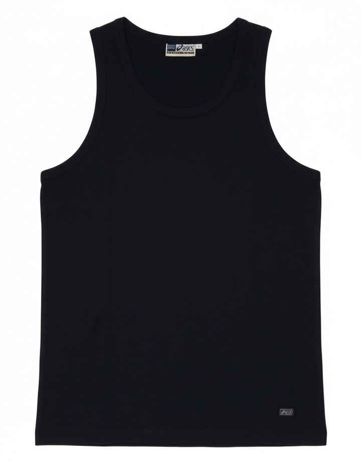 Asics Womens Vest Top UK 12 Médio Azul Marinho Algodão