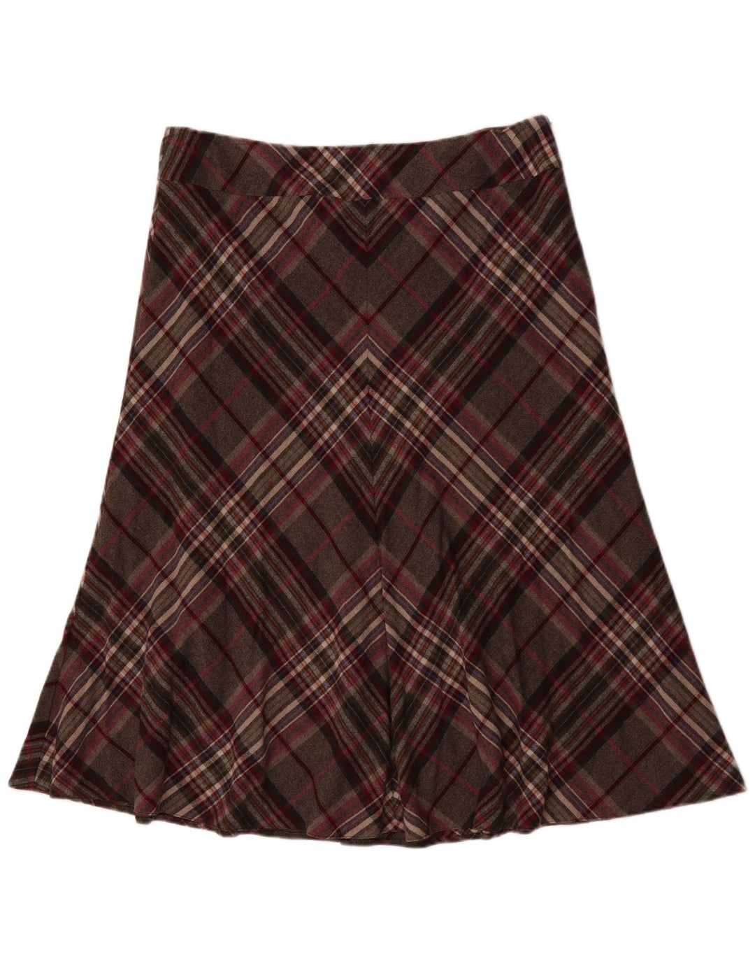 VIYELLA saia feminina evasê Reino Unido 16 grande W36 lã xadrez cinza