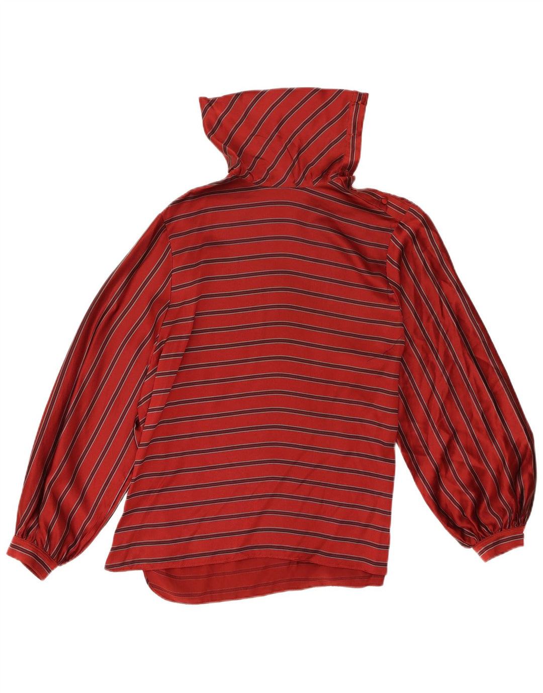 Blusa feminina vintage de manga comprida com botão e gola IT 42 listrada vermelha média