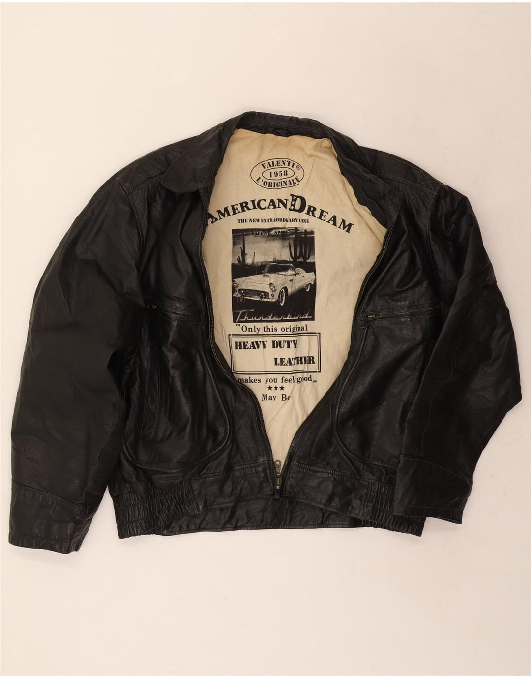 Jaqueta de couro masculina vintage IT 56 3XL preta