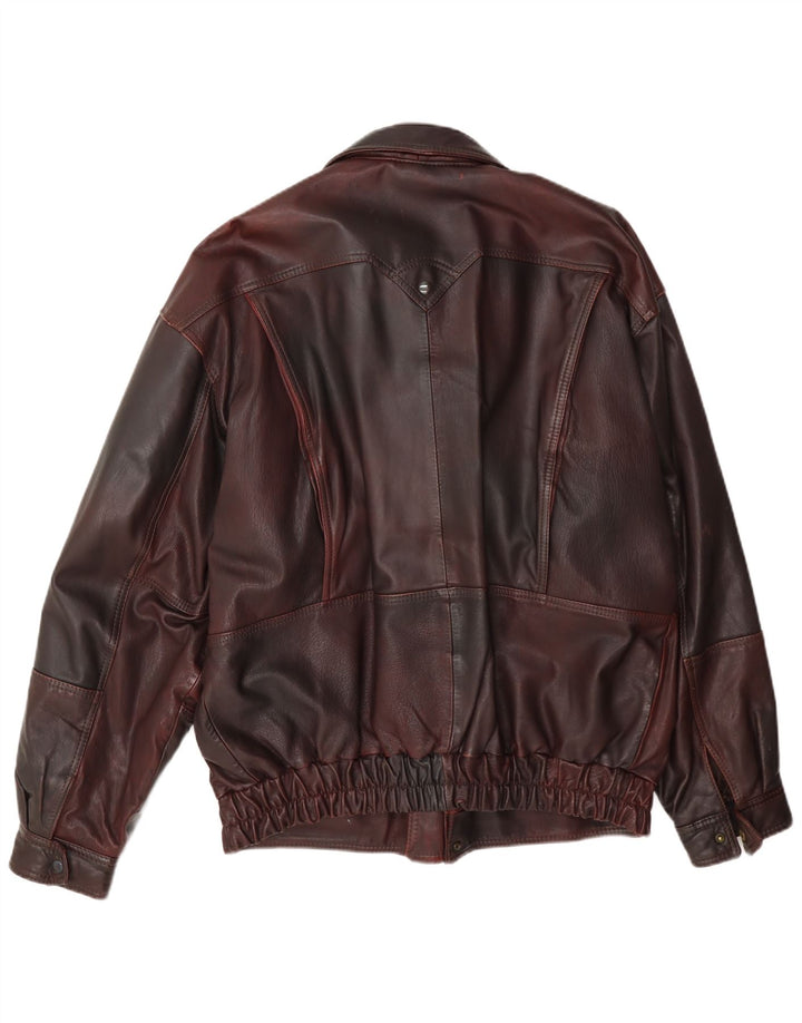 Jaqueta de couro masculina vintage IT 50 grande Borgonha