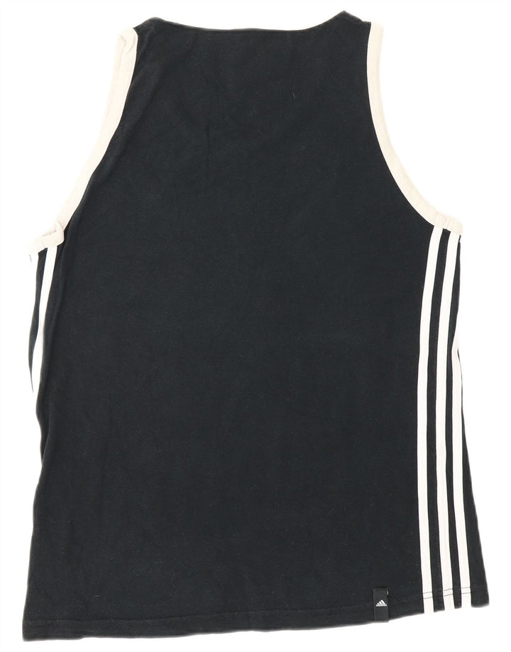 Adidas Mens Vest Top UK 34/36 Pequeno Algodão Preto