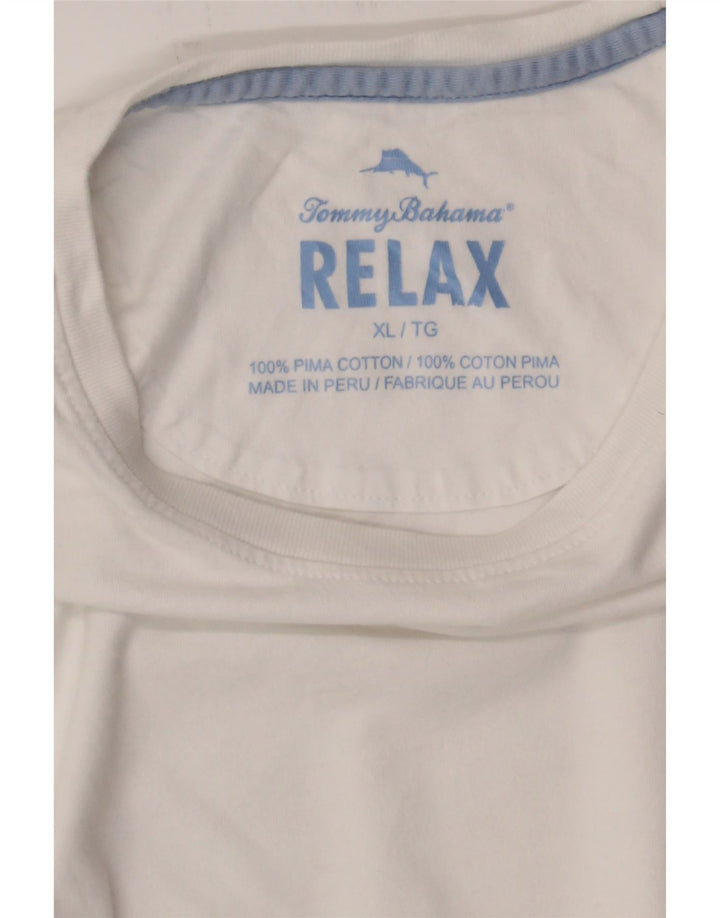 TOMMY BAHAMA Mens Relaxed T-Shirt Top XL Off White Cotton Vintage Tommy Bahama and Second-Hand Tommy Bahama from Messina Hembry 