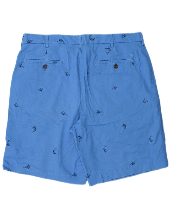 IZOD Mens Chino Shorts W34 de água salgada grande algodão manchado azul