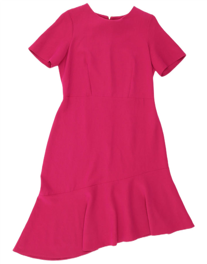 CLOSET Vestido feminino assimétrico assimétrico Reino Unido 16 grande poliéster rosa