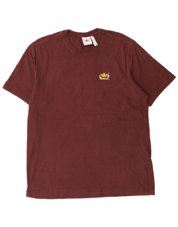 Adidas Mens Graphic T-Shirt Top Grande Algodão Marrom