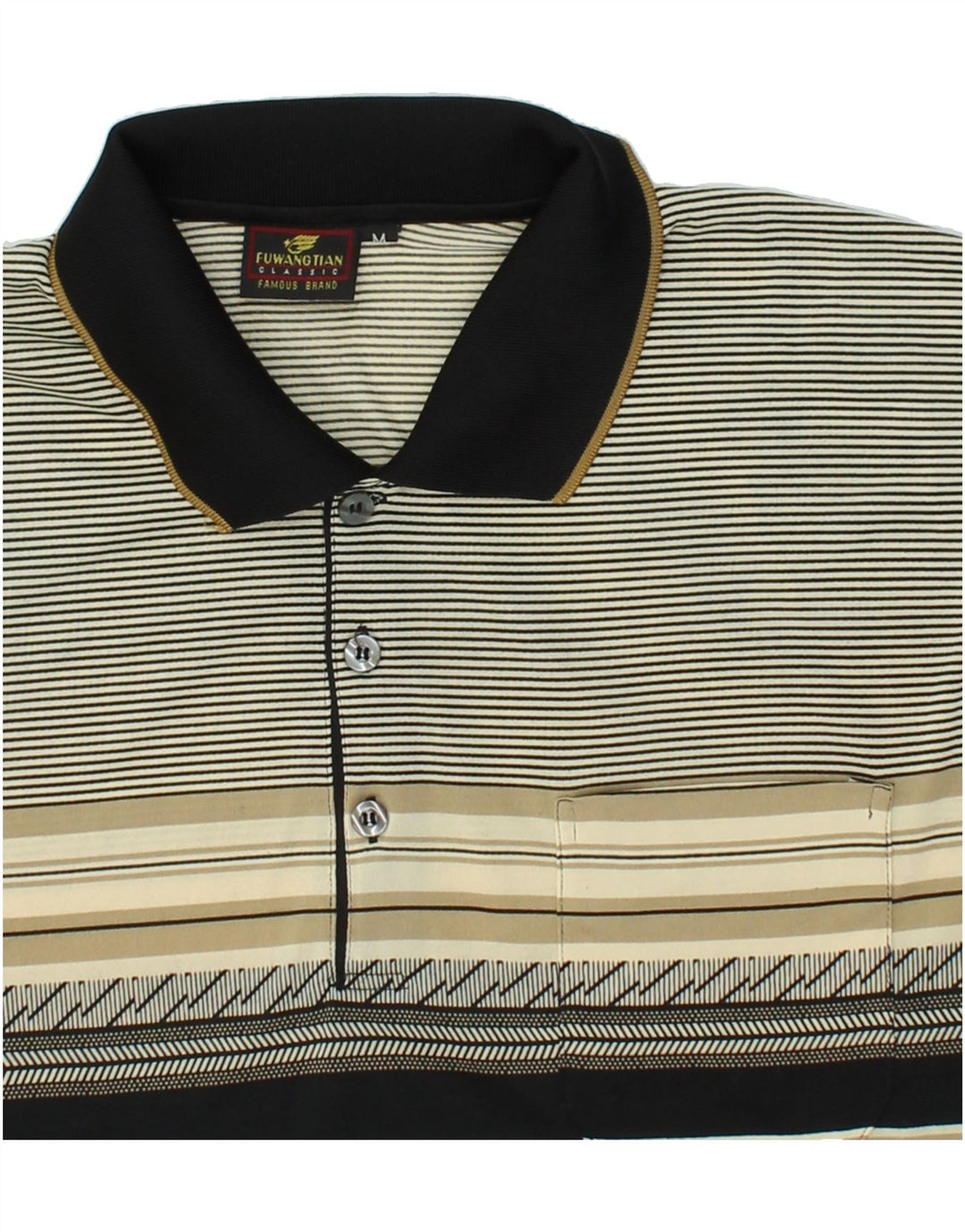 Camisa polo masculina VINTAGE poliéster listrado cinza médio