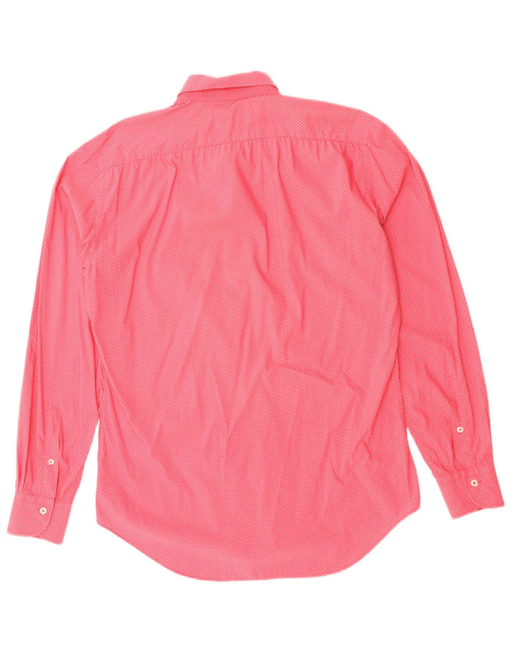 Camisa masculina FAY tamanho 39 15 1/2 algodão manchado rosa médio