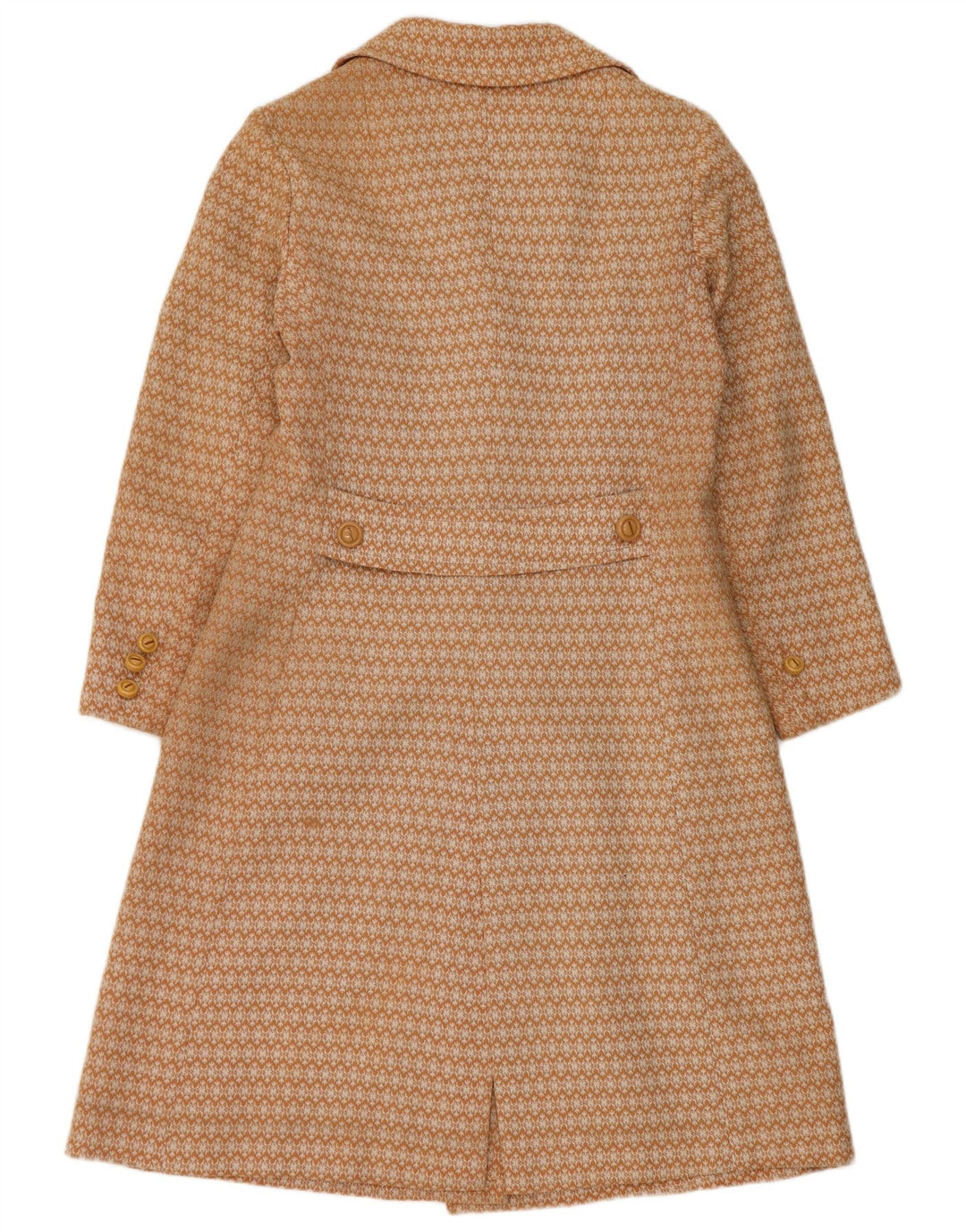 Sobretudo feminino vintage UK 10 pequeno bege geométrico