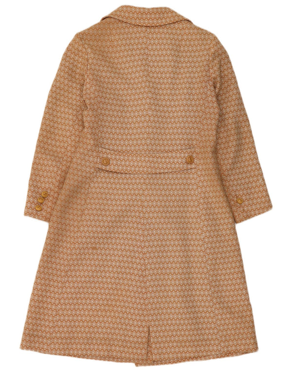 Sobretudo feminino vintage UK 10 pequeno bege geométrico