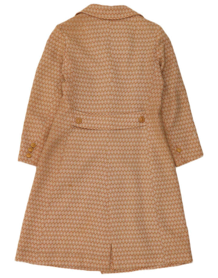 Sobretudo feminino vintage UK 10 pequeno bege geométrico