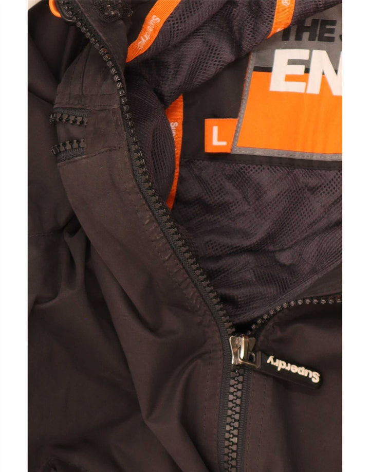 Jaqueta corta-vento masculina Superdry com capuz UK 40 poliéster preto grande