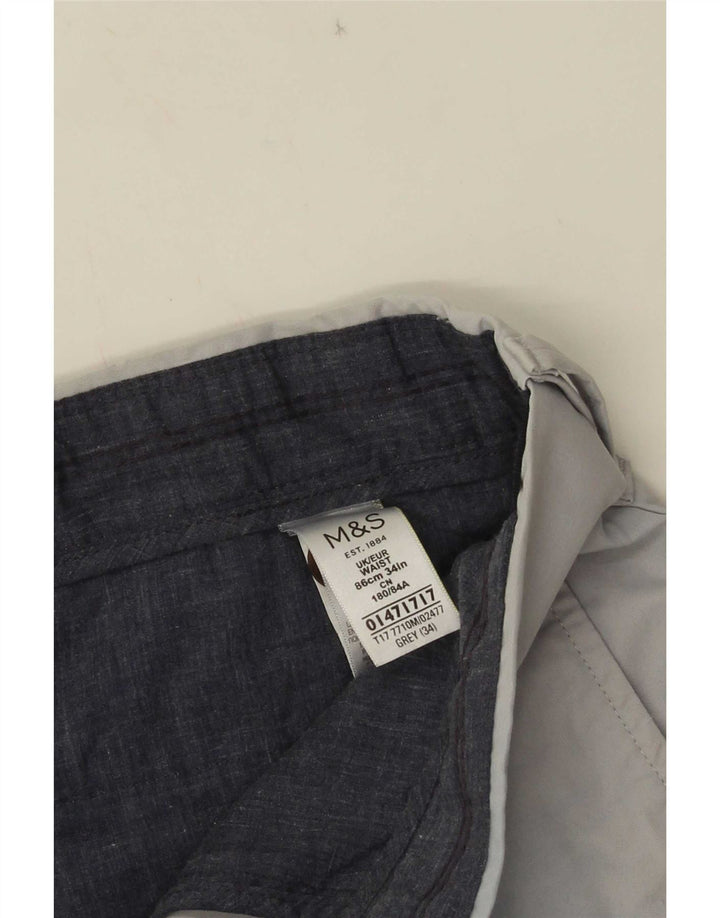 Shorts chino masculino Marks & Spencer W34 grande algodão cinza