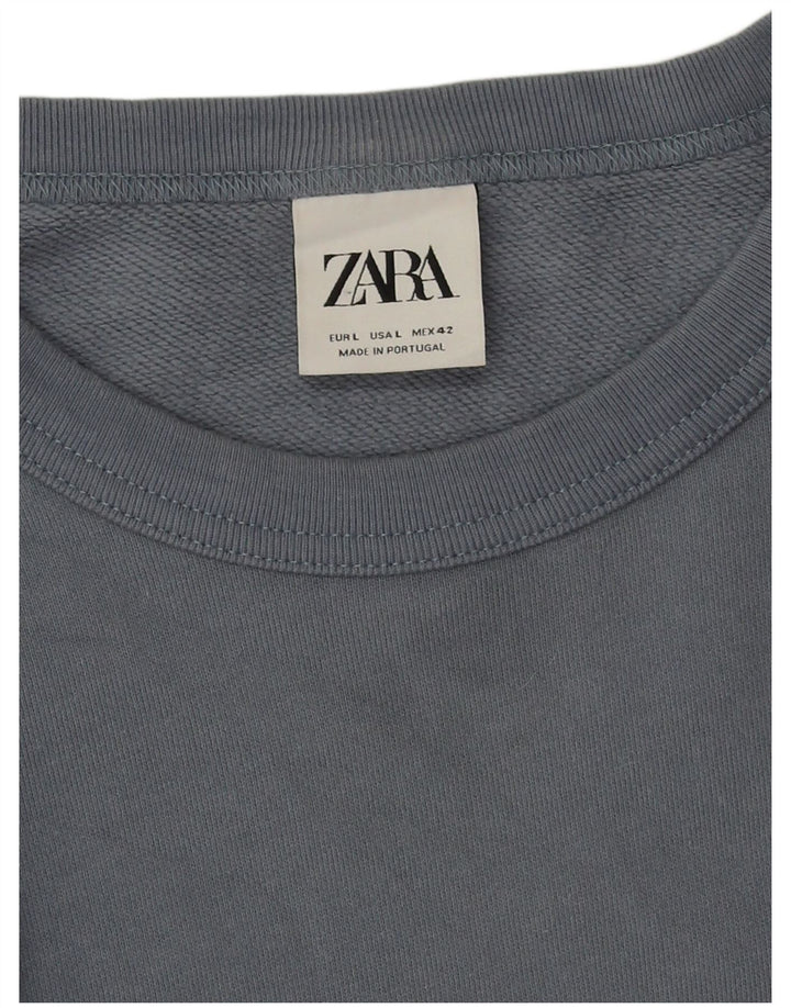 Zara moletom masculino jumper grande algodão azul