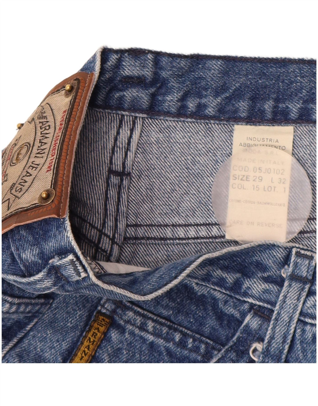 ARMANI Shorts jeans feminino de cintura alta W29 algodão azul médio