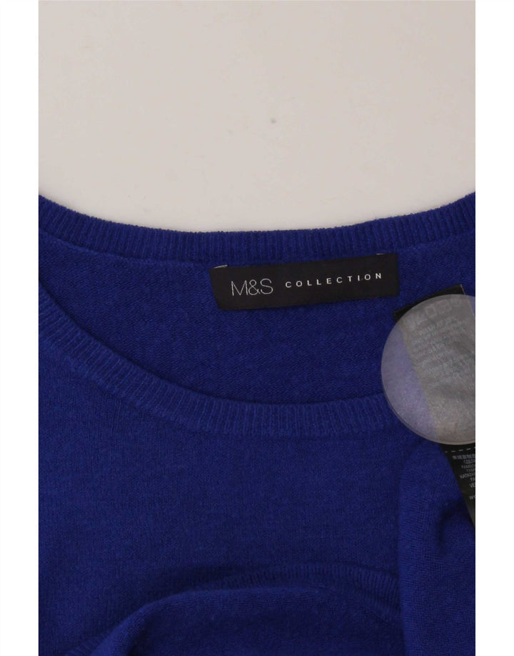Suéter feminino Marks & Spencer grande com gola canoa Reino Unido 10 pequeno azul