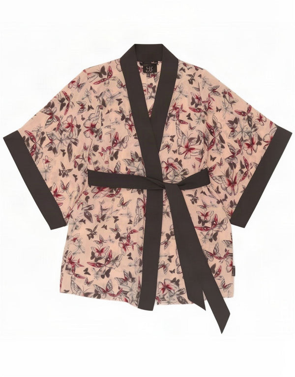 Ted Baker vestido feminino manga 3/4 Robe Kaftan Reino Unido 12/14 floral rosa médio