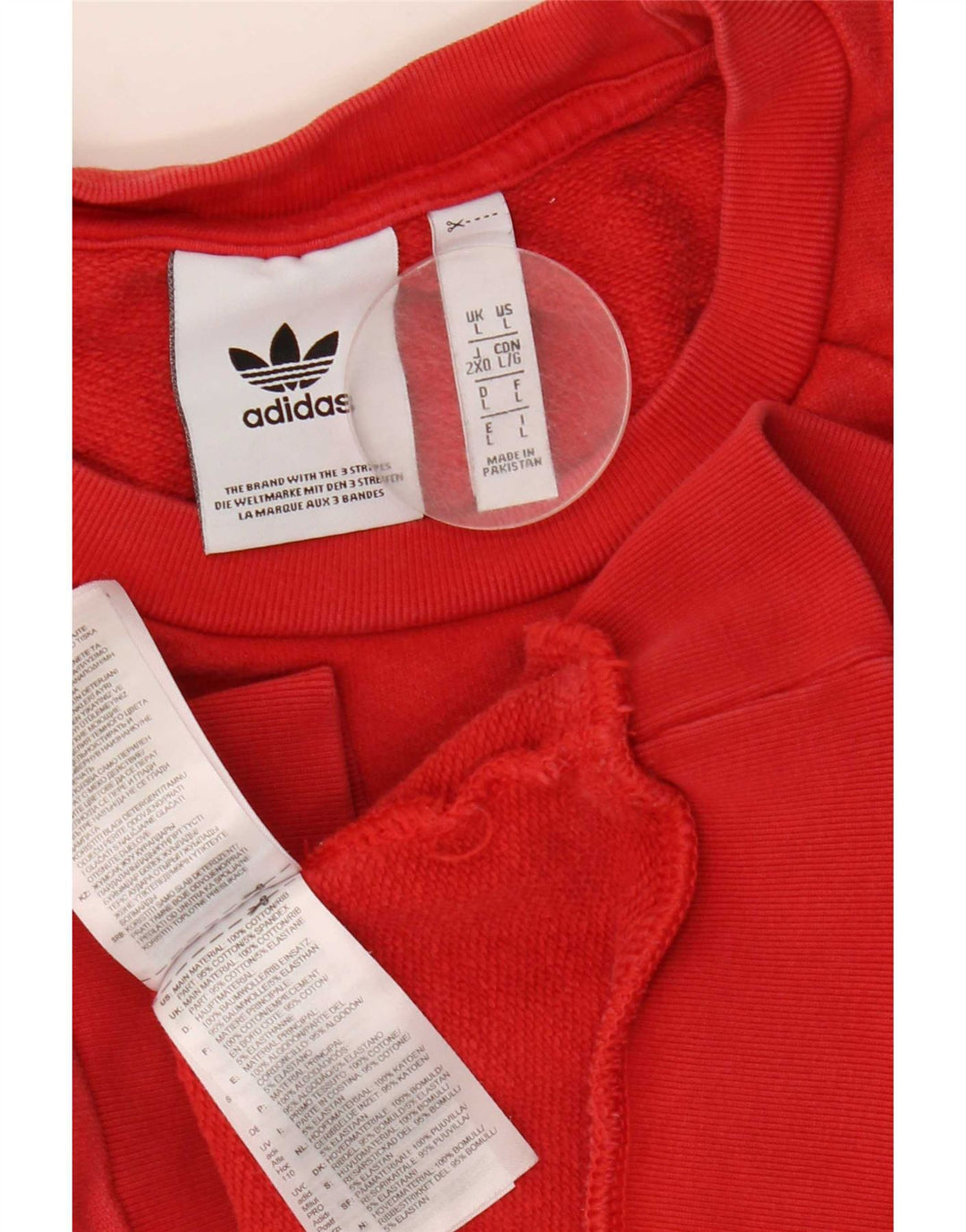 Adidas Mens Graphic Moletom Jumper Grande Algodão Vermelho