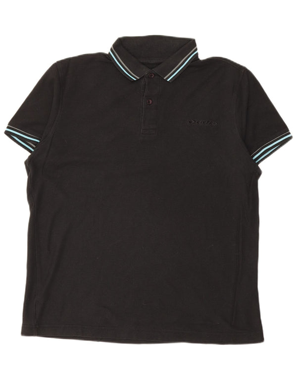 Camisa polo masculina LOTTO XS de algodão preto