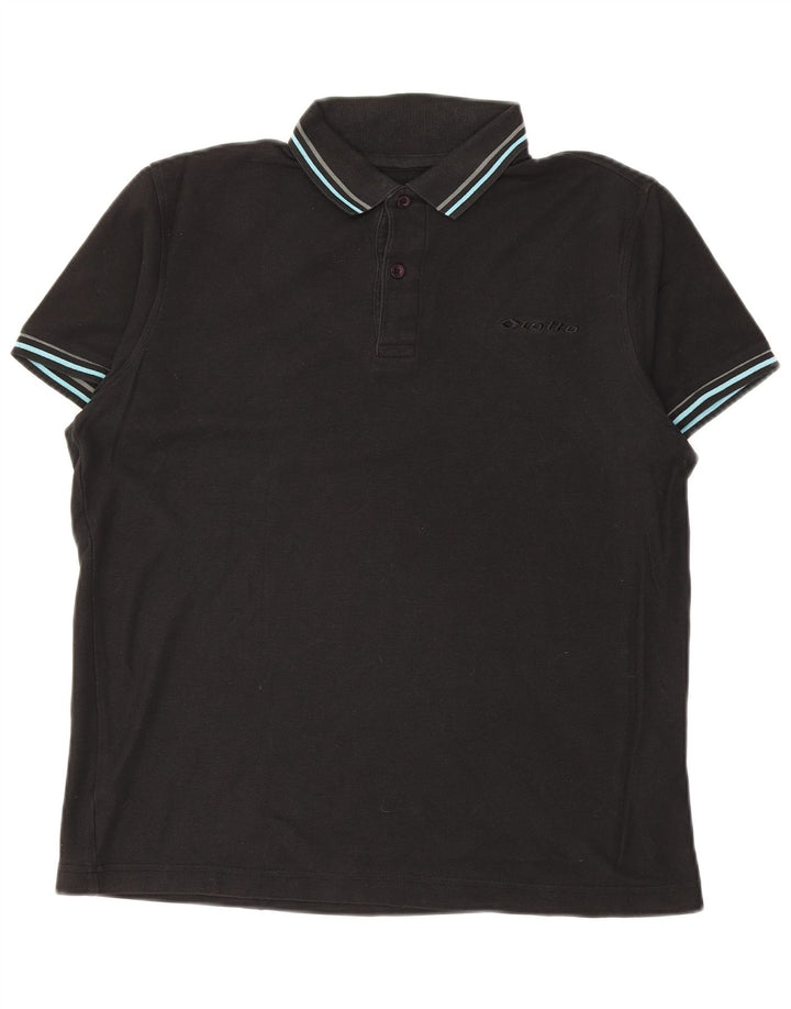 Camisa polo masculina LOTTO XS de algodão preto