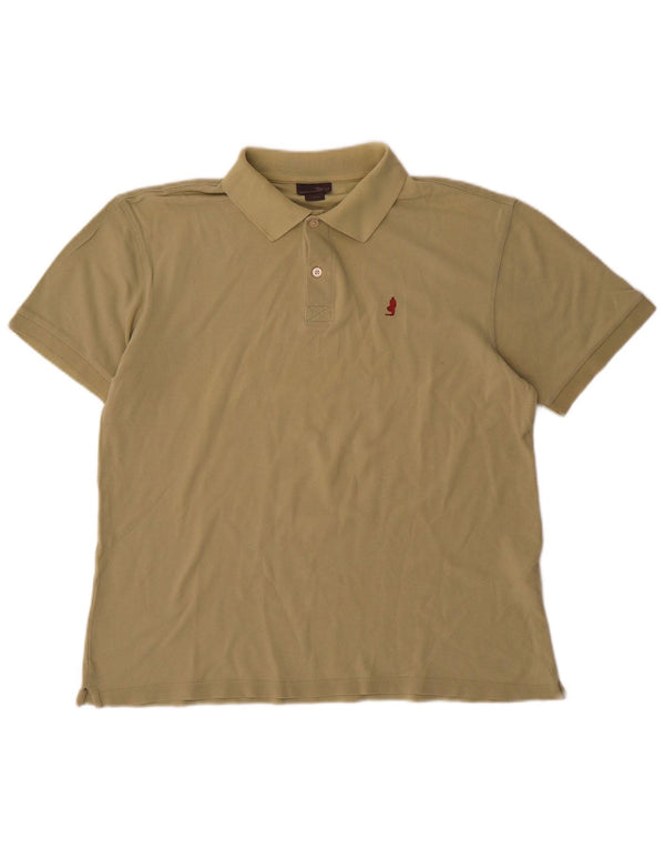 Camisa polo masculina Marlboro Classics grande algodão cáqui