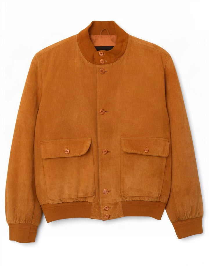Jaqueta bomber masculina vintage de camurça IT 54 2XL couro marrom