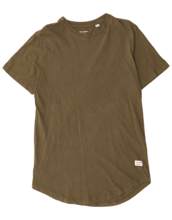 Camiseta masculina JACK & JONES de algodão cáqui médio