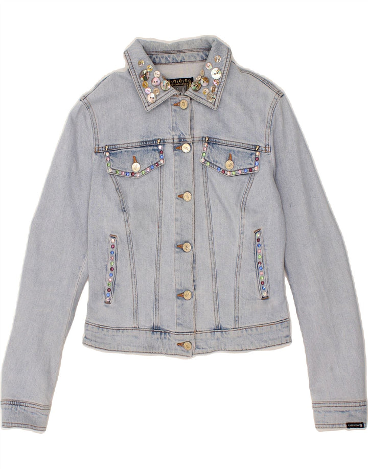 CAPPOPERA Womens Crop Denim Jacket IT 42 Medium Blue Cotton Vintage Cappopera and Second-Hand Cappopera from Messina Hembry 