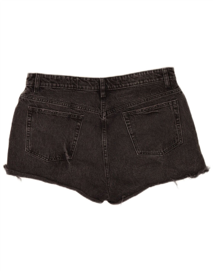 Zara Shorts jeans feminino desgastado EU 44 XL W34 preto