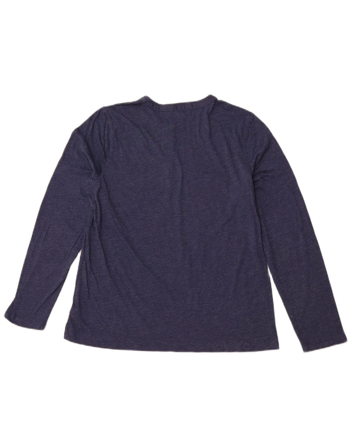 Top feminino CHAPS manga comprida UK 16 grande algodão azul marinho