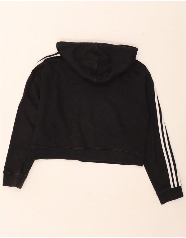Adidas Womens Crop Oversized Moletom Jumper Reino Unido 10 Pequeno Algodão Preto
