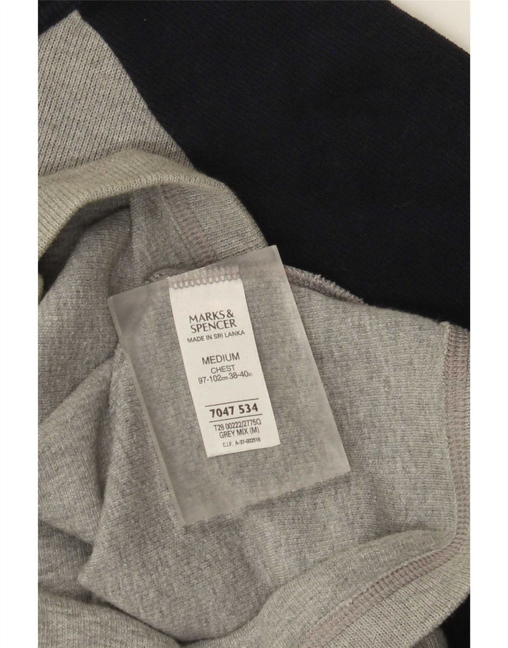 Top masculino Marks & Spencer manga comprida cinza médio algodão colorblock