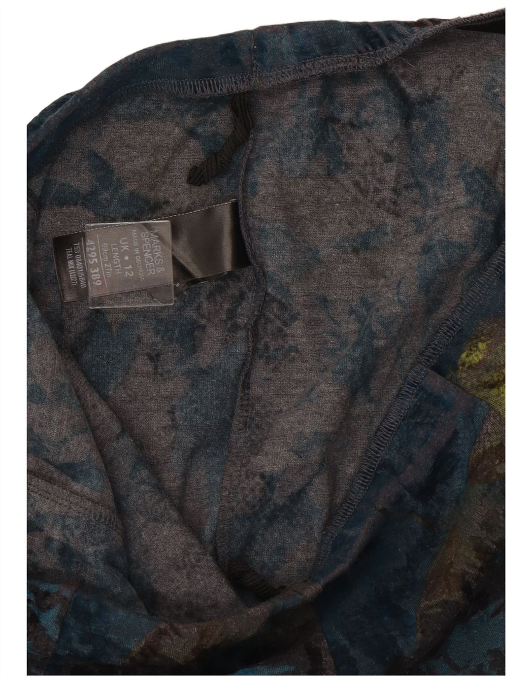 Saia feminina Marks & Spencer A-Line UK 12 Médio W30 Azul Floral Poliéster