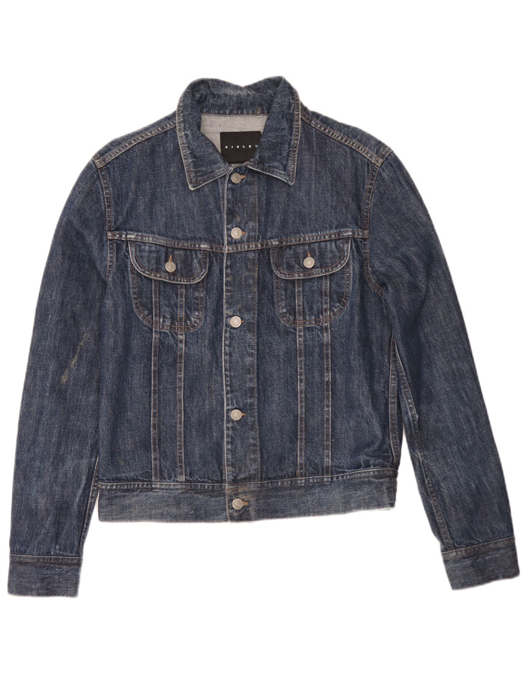 Jaqueta jeans masculina Sisley UK 36 pequena azul marinho