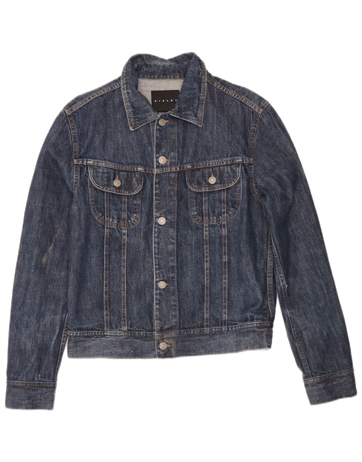 Jaqueta jeans masculina Sisley UK 36 pequena azul marinho