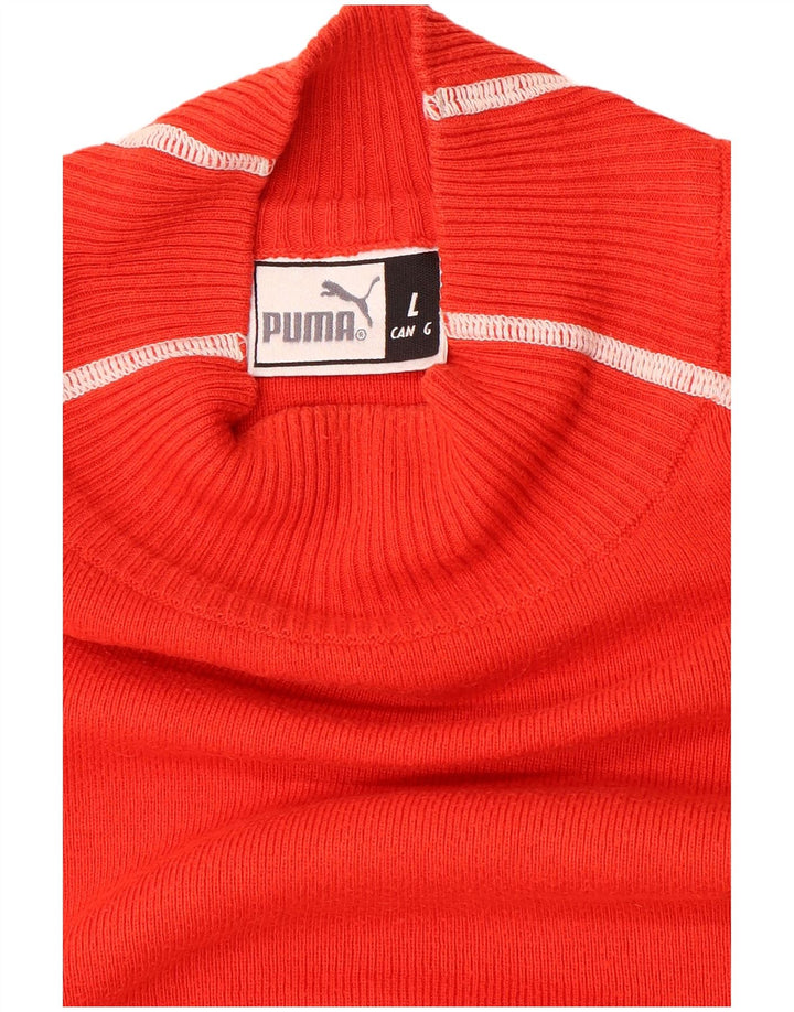 Suéter masculino Puma com gola tartaruga grande bloco colorido vermelho