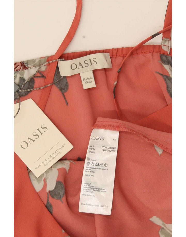 Oasis Womens Tiered Cami Top UK 8 Pequeno Poliéster Floral Vermelho