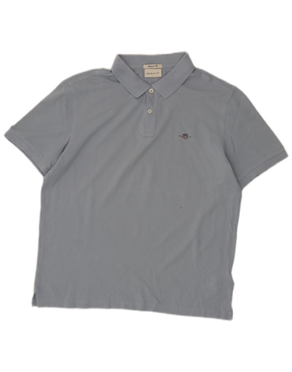 Camisa polo masculina Gant Regular Fit algodão azul médio