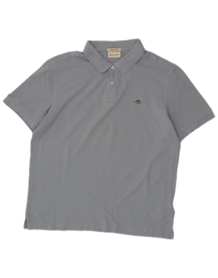 Camisa polo masculina Gant Regular Fit algodão azul médio