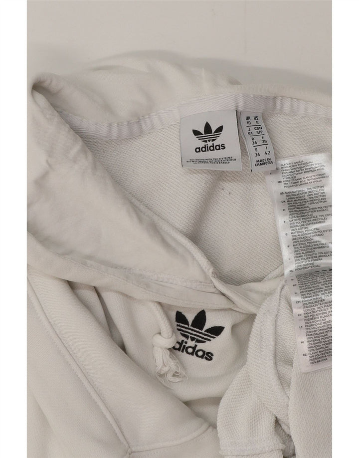 ADIDAS Womens Oversized Crop Hoodie Jumper Reino Unido 10 Pequeno Algodão Branco